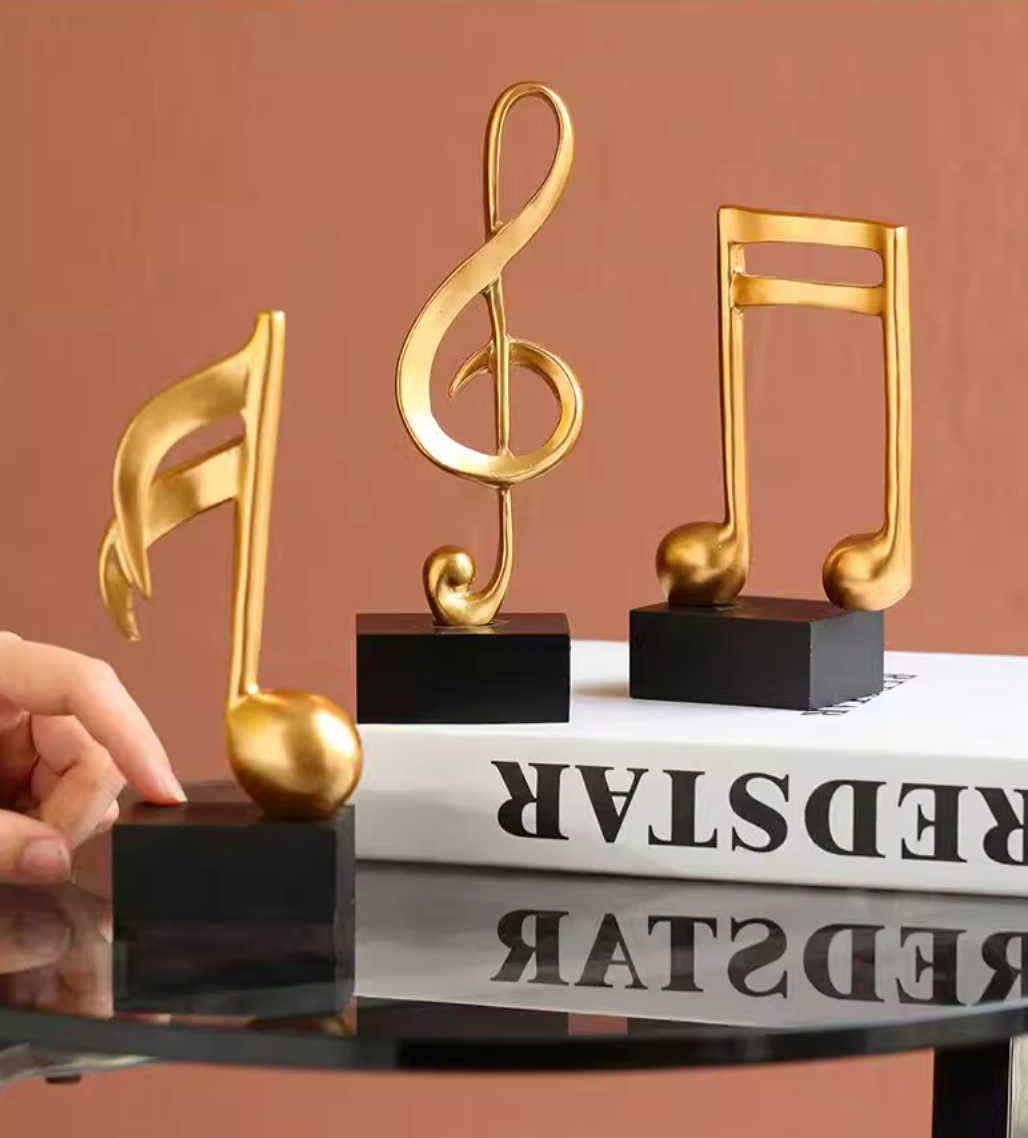 Mô hình 3 nốt nhạc, khoá sol mạ đồng bàn làm việc decor trang trí nhà cửa - Hàng chính hãng