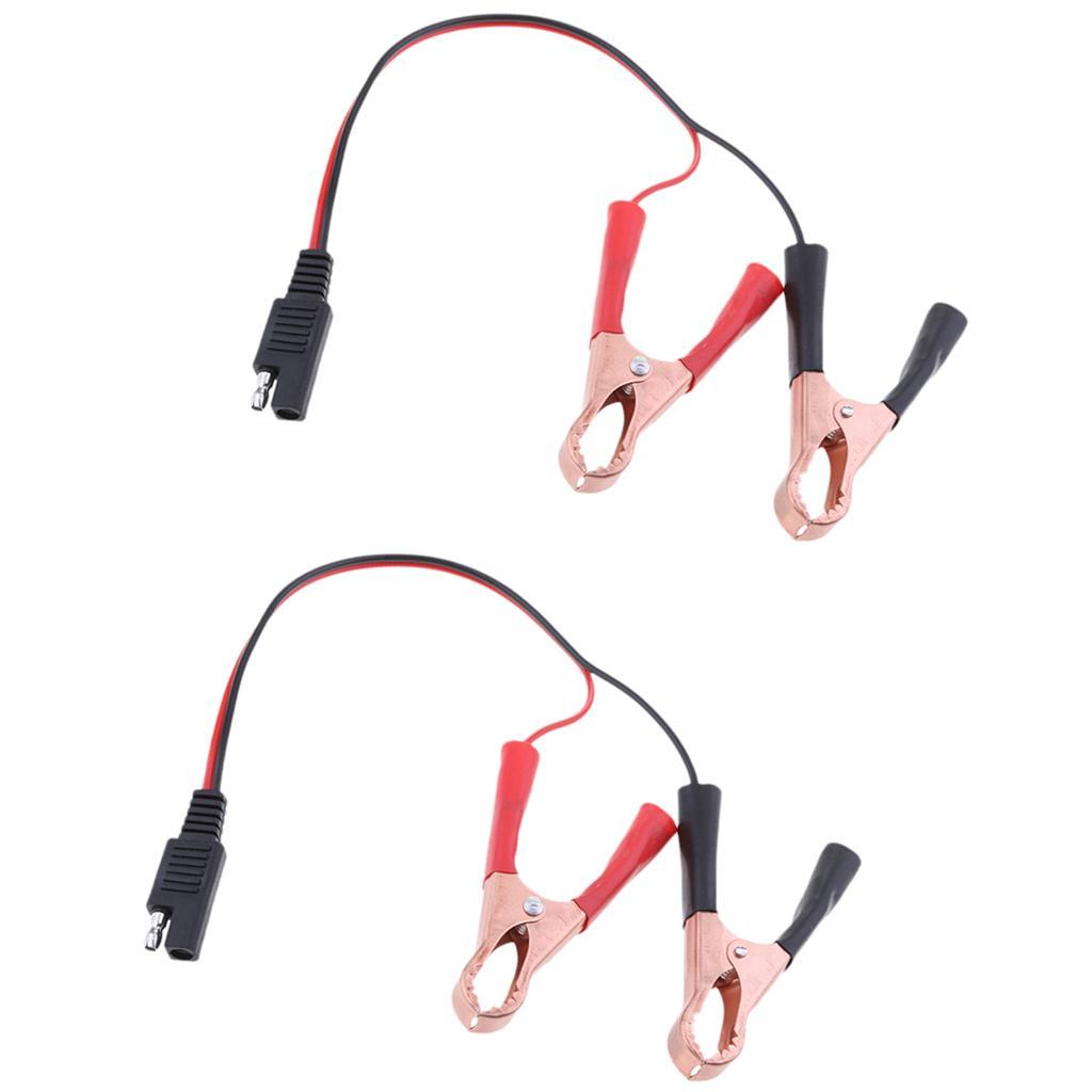 2x 10INCH SAE to Alligator Clip Harness Solar Battery Quick Connect Assembly