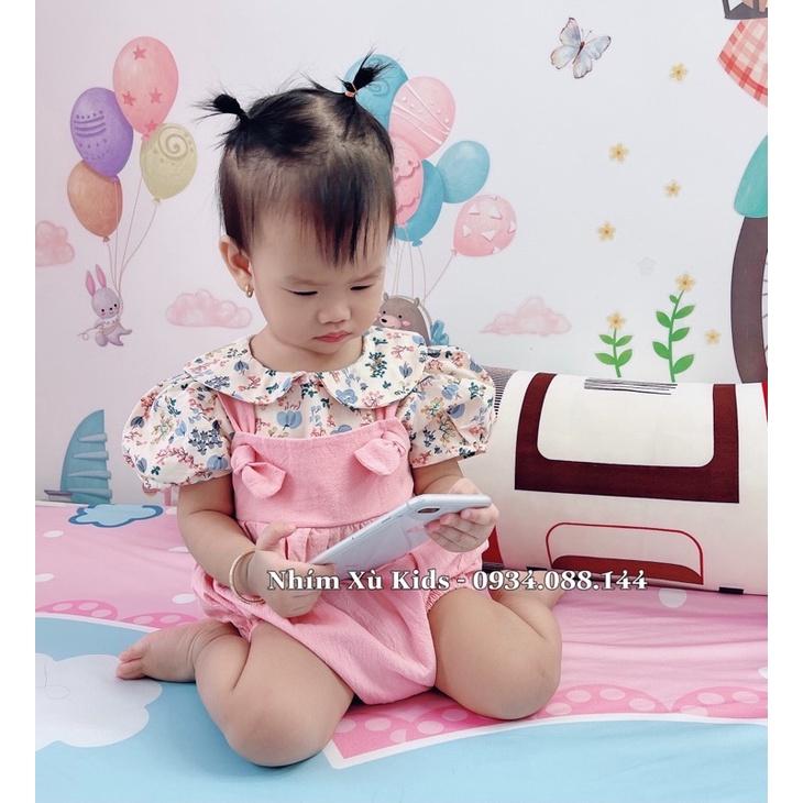 [3-12kg] Body 2 Dây NHÍM XÙ KIDS Bé Gái Sơ Sinh, Đầy Tháng, Thôi Nôi Chất Ren Nhật Phối Hoa B062