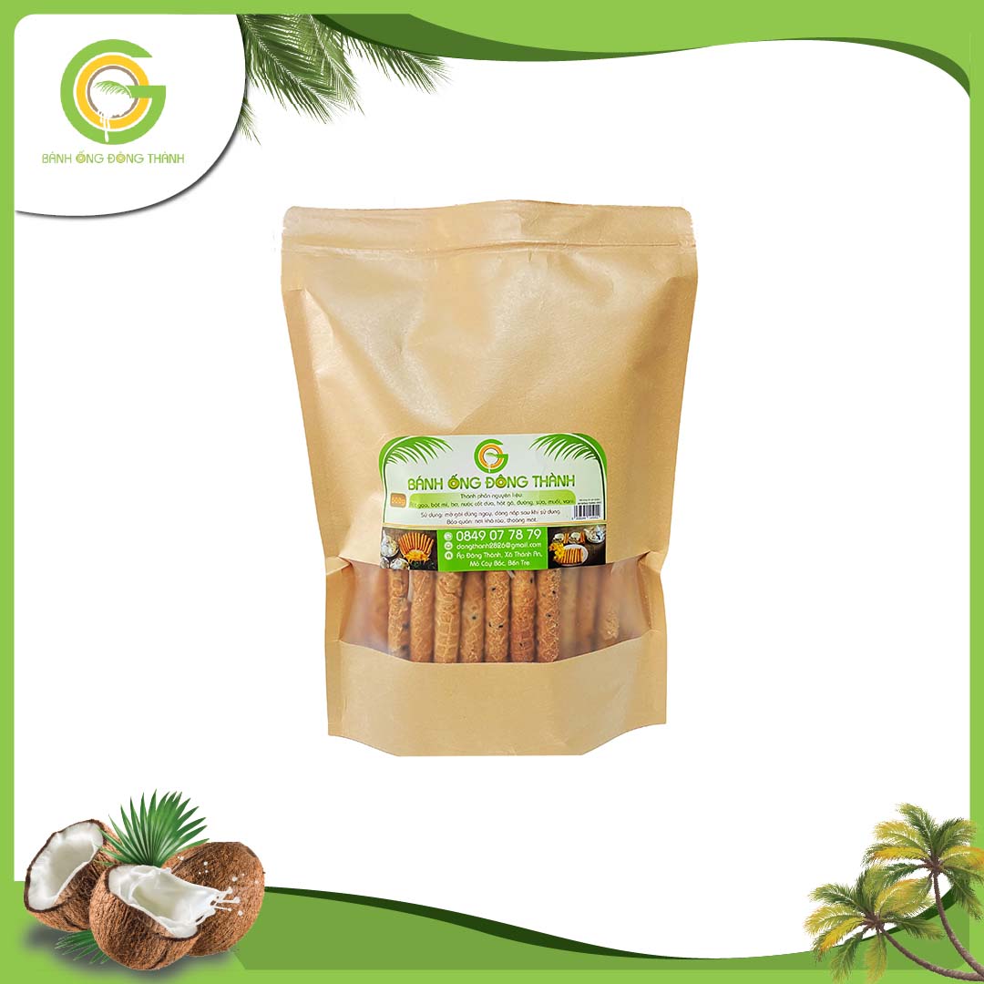 Bánh ống Đông Thành thơm ngon - Bánh ống xứ dừa dạng túi- Đặc sản Bến Tre túi bánh ống dừa