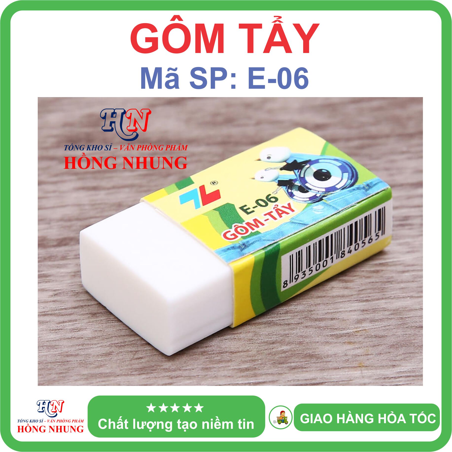 [SALE] Gôm Tẩy E-06 / TP-E09 - Màu Sắc Dễ Thương, An toàn cho bé, Giúp các bé ham học