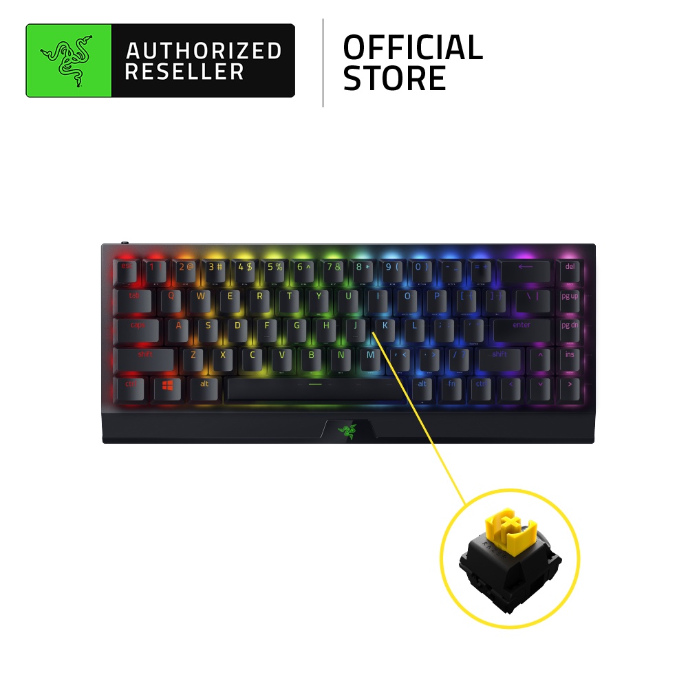 Razer BlackWidow V3 Mini HyperSpeed ​​65% Công tắc màu vàng và Công tắc màu xanh lá cây Hàng nhập khẩu