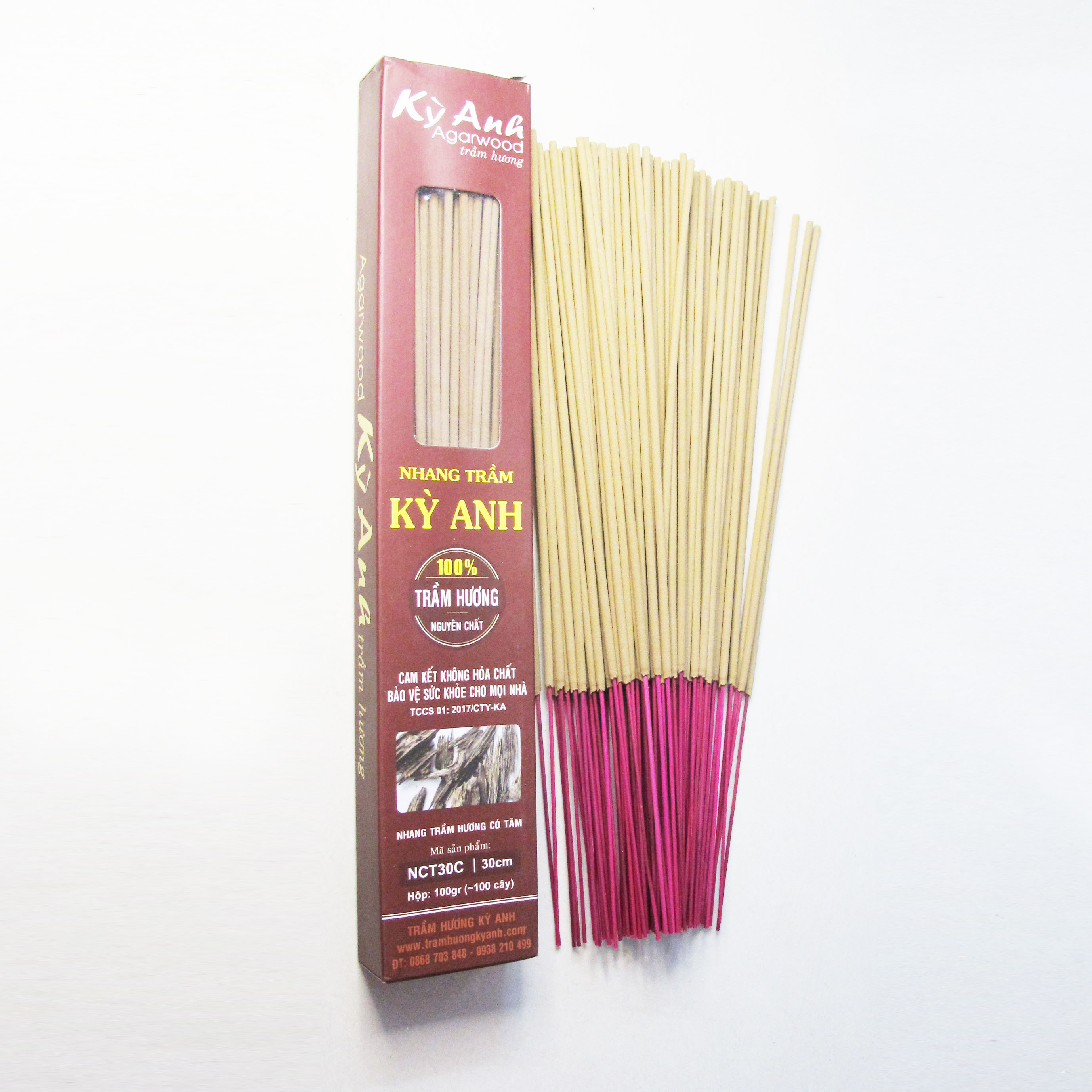 Nhang Trầm Hương Kỳ Anh Hộp 100 cây Dài 30cm NCT30C-100c