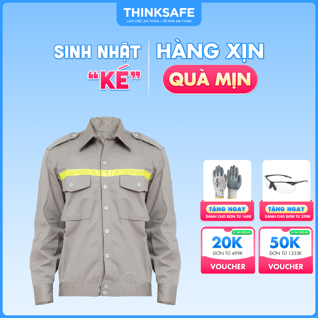 Quần áo bảo hộ lao động Thinksafe áo lao động kỹ sư công nhân có túi hộp thoải mái thoáng mát thấm hút mồ hôi DN03