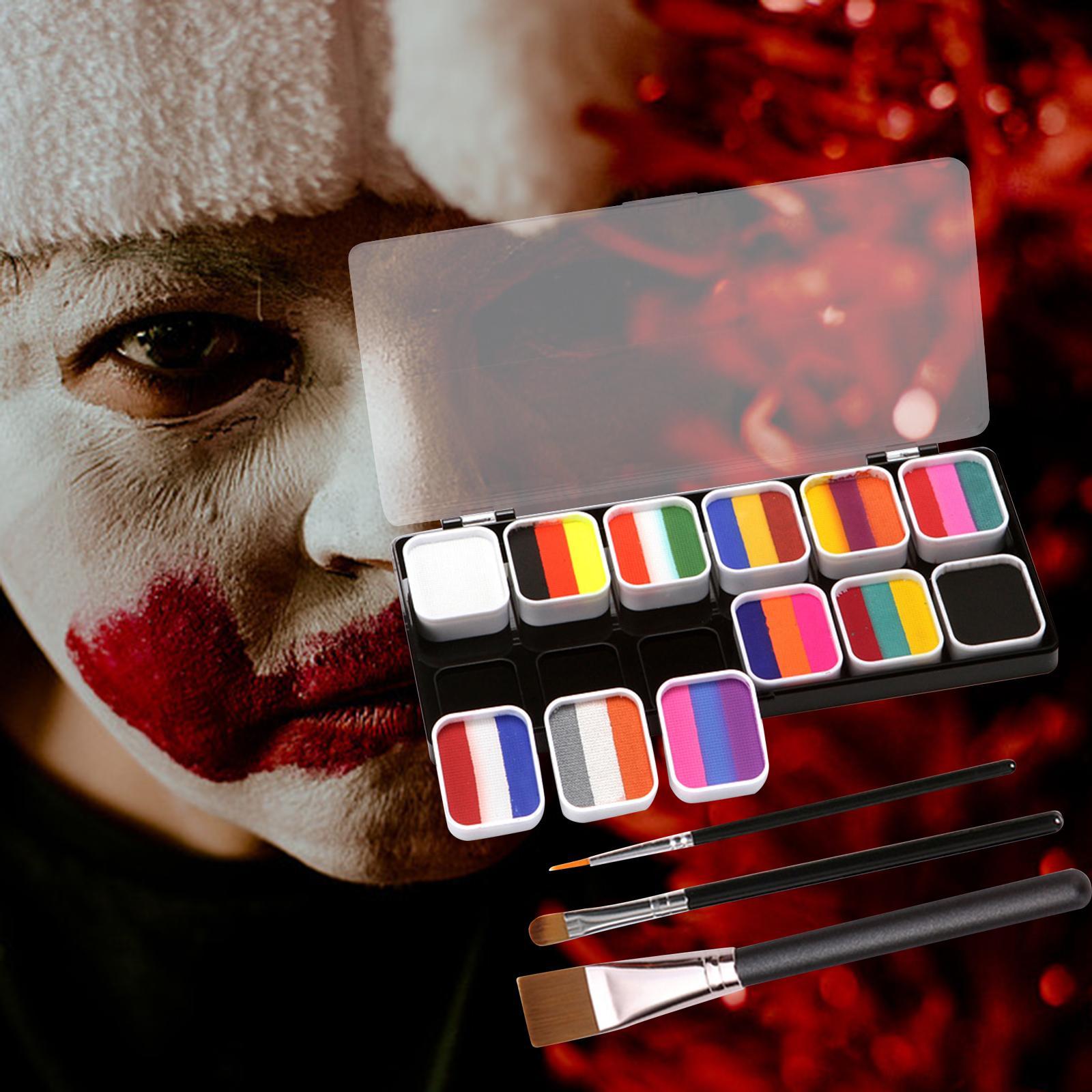 Professional Face Body Paint Kit 3 Brushes Painting Facepaint Party