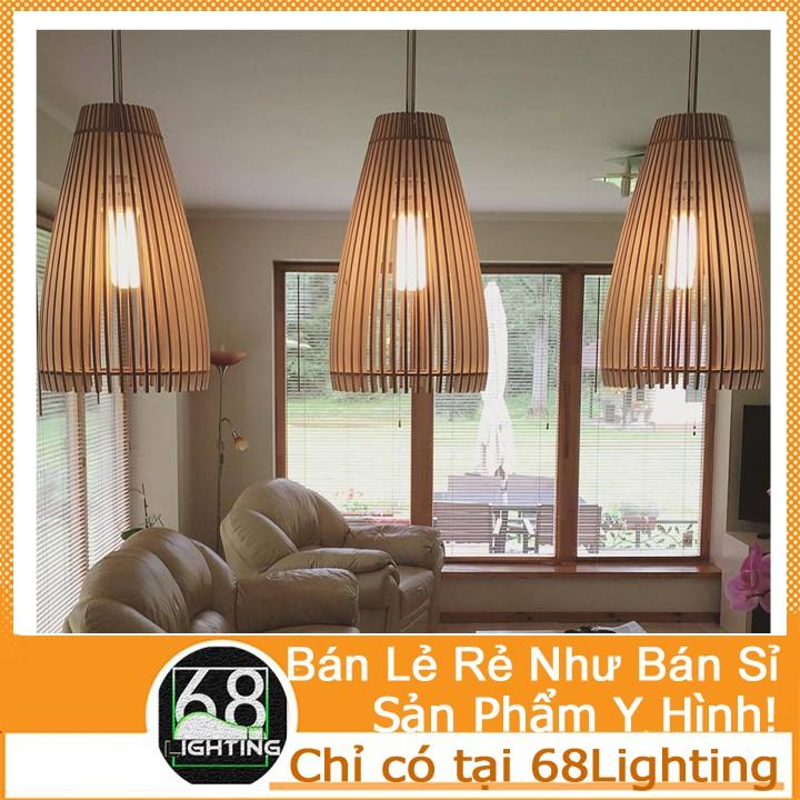 Đèn gỗ , đèn trang trí, đèn thả trần, đèn decor phòng ngủ hình rọ cá-giá rẻ LP0451 (Màu Gỗ)