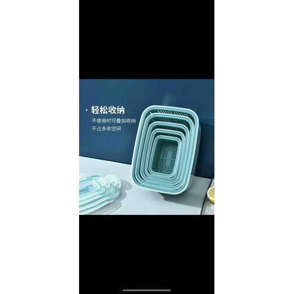 Hộp đựng thức ăn có nắp kín - Set 5 Hộp nhựa đựng thực phẩm cao cấp có rổ đựng và nắp - GDNĐ