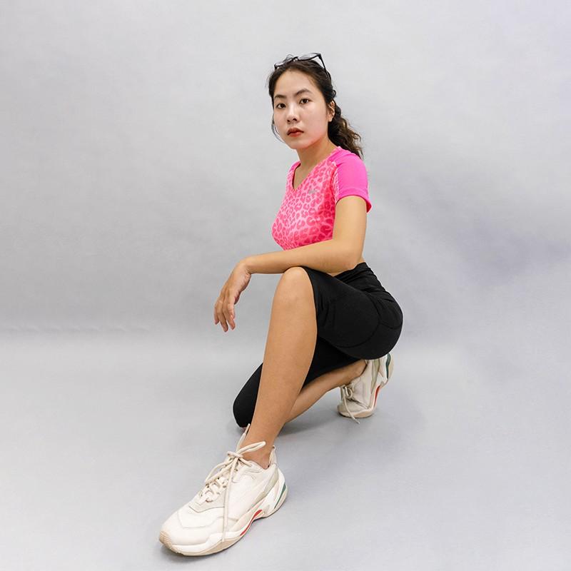 Set Thể Thao Tập Gym, Yoga Quần Biker Lửng + Áo Croptop Phối Lưới Vai CH00004