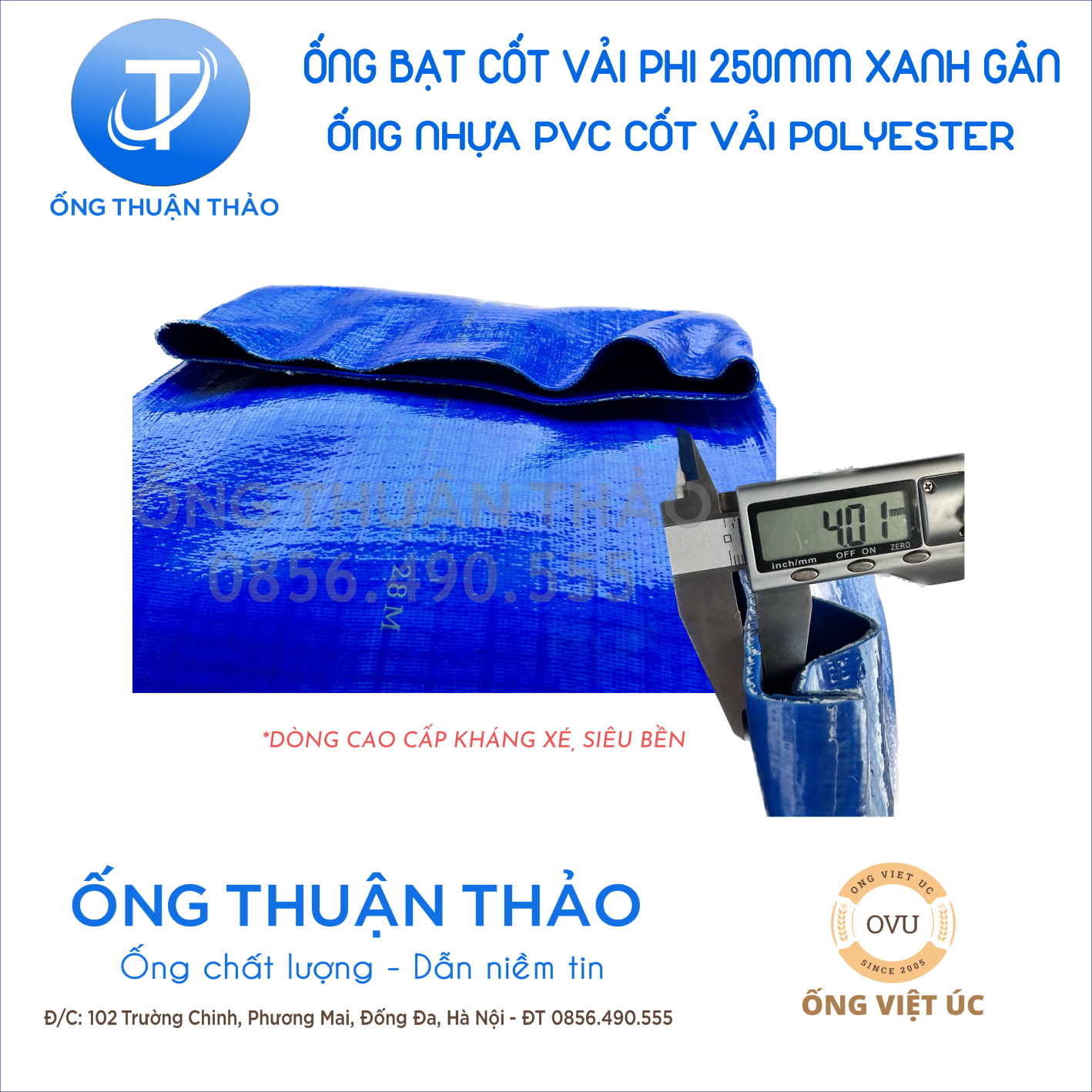 Ống bạt gân sần phi 250MM cuộn 20M - Ống bạt tải bùn cát sỏi bê tông THUẬN THẢO
