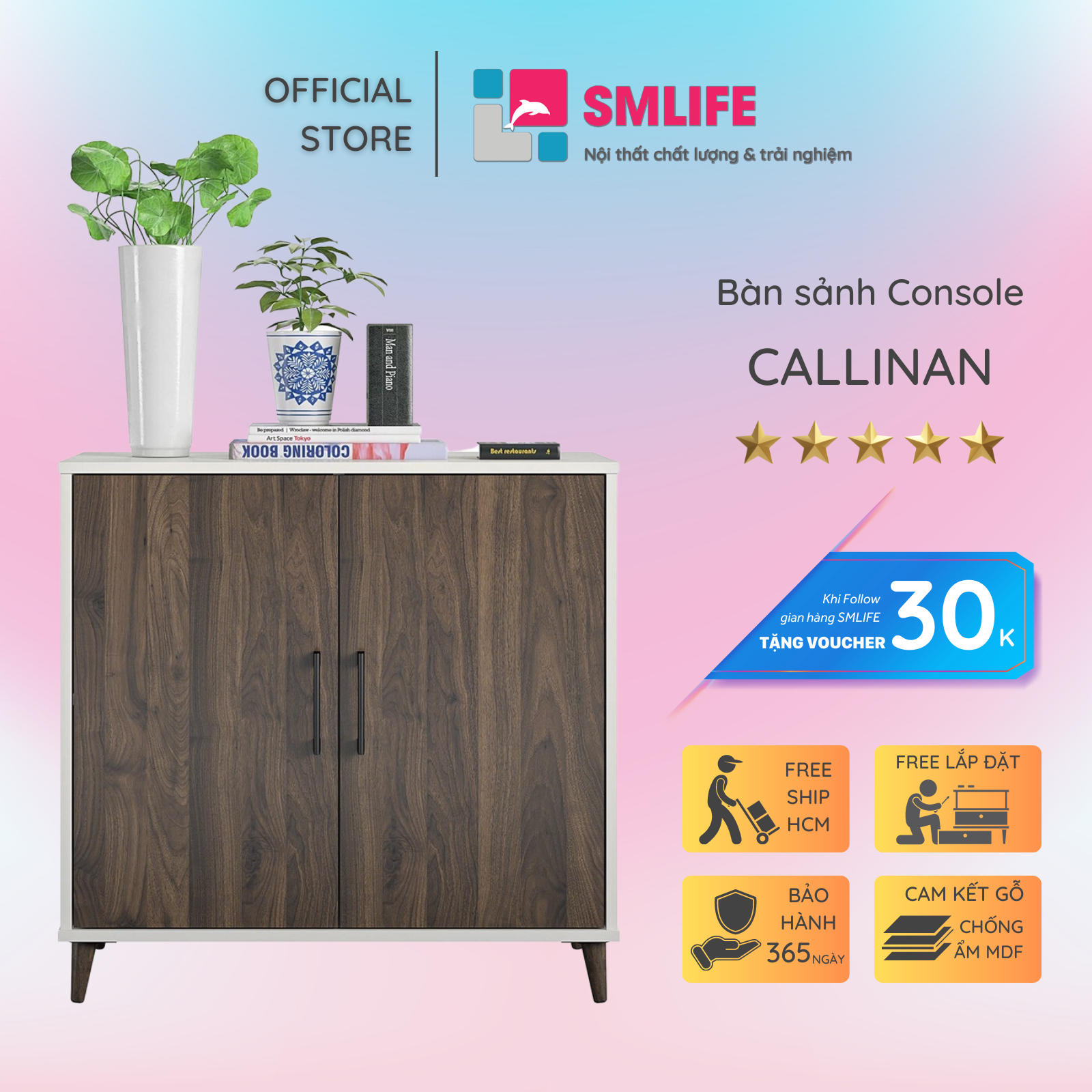Bàn sảnh ra vào gỗ hiện đại SMLIFE Callinan