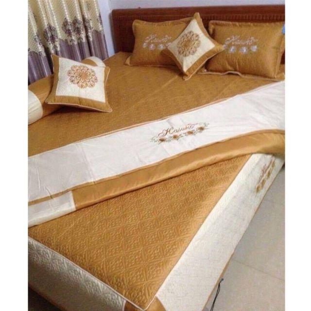 Set 3 món ga gối trần bông satin 2m×2m2