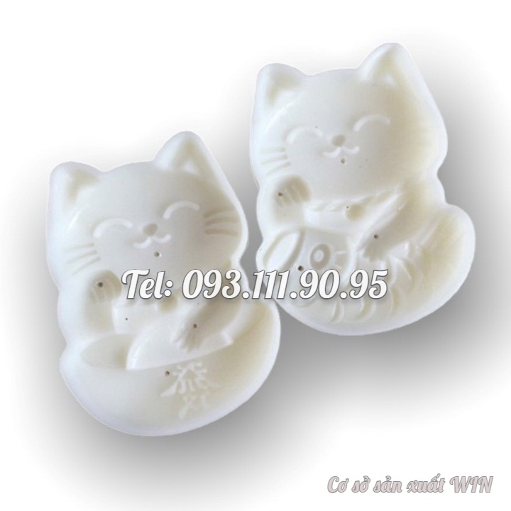 Khuôn trung thu lò xo 2 mặt mèo ngoắc tài lộc - Loại 50 gram – Mã số Q 1901