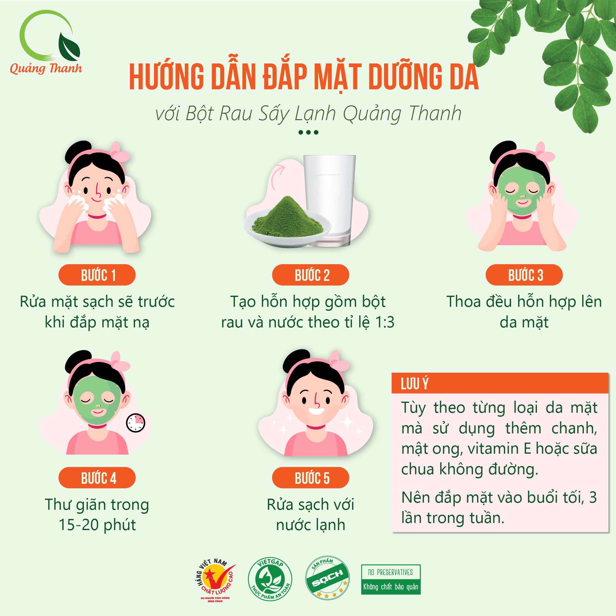 [CHÍNH HÃNG] Bột Chùm Ngây Sấy Lạnh Nguyên Chất  - Bột dinh dưỡng ăn dặm cho bé, tăng cường sức khỏe - Hộp 45g