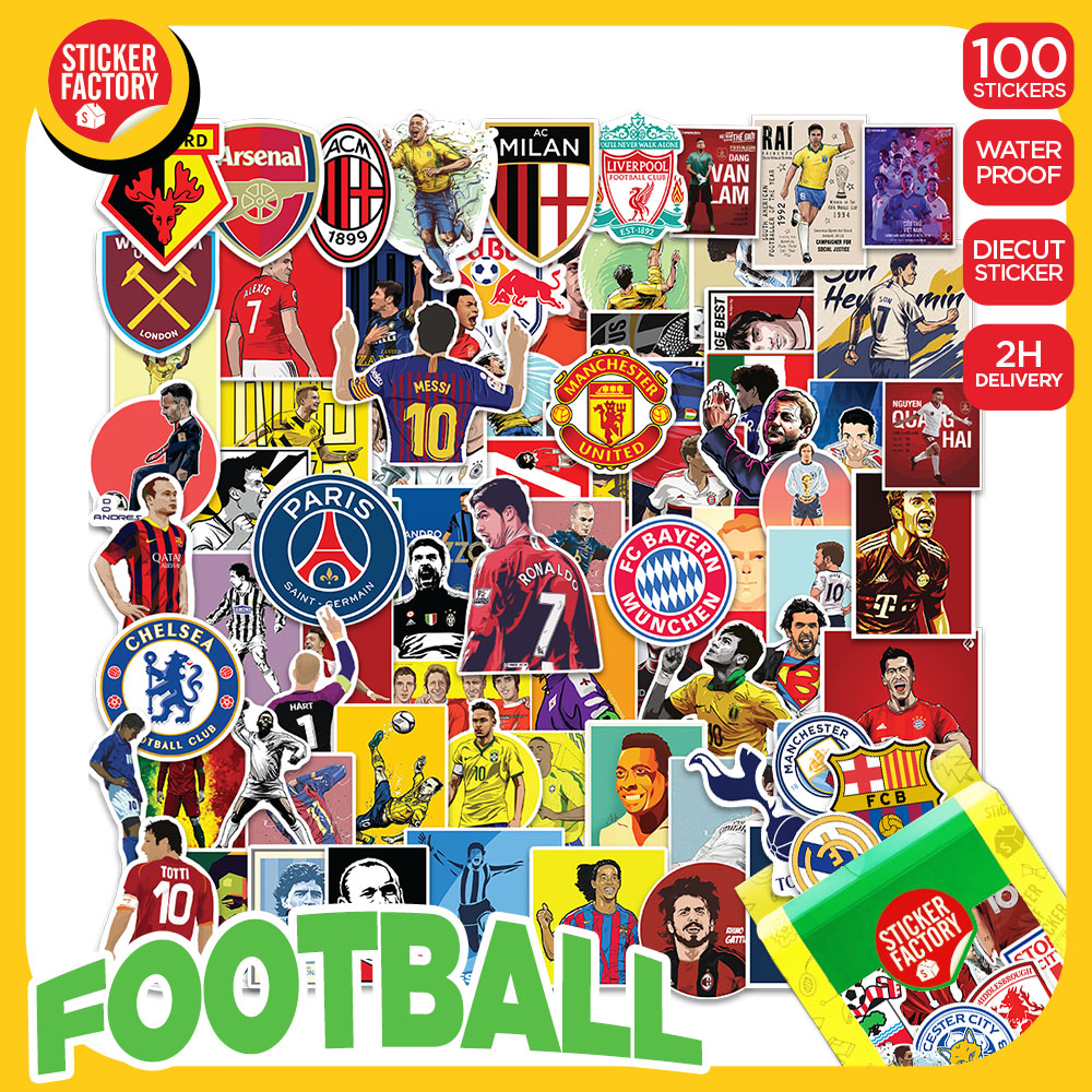 Football - Set 100 sticker decal hình dán nón bảo hiểm, laptop, xe máy, ô tô - STICKER FACTORY