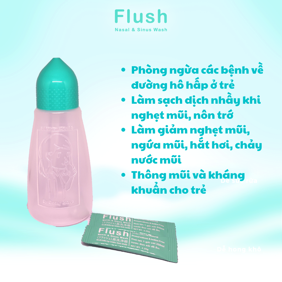 Muối Biển NewZealand Tinh Khiết FLUSH Rửa Mũi Cho Trẻ Hộp 30 Gói