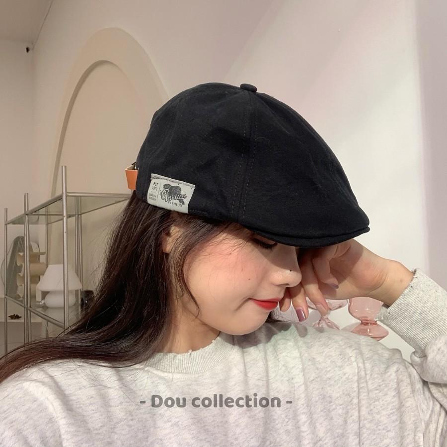 Mũ Nồi (Nón Beret) Retro Nam Nữ Unisex Họa Tiết EST 1973 Đính Bên Hông Phong Cách Nhật Bản - Mã NV032