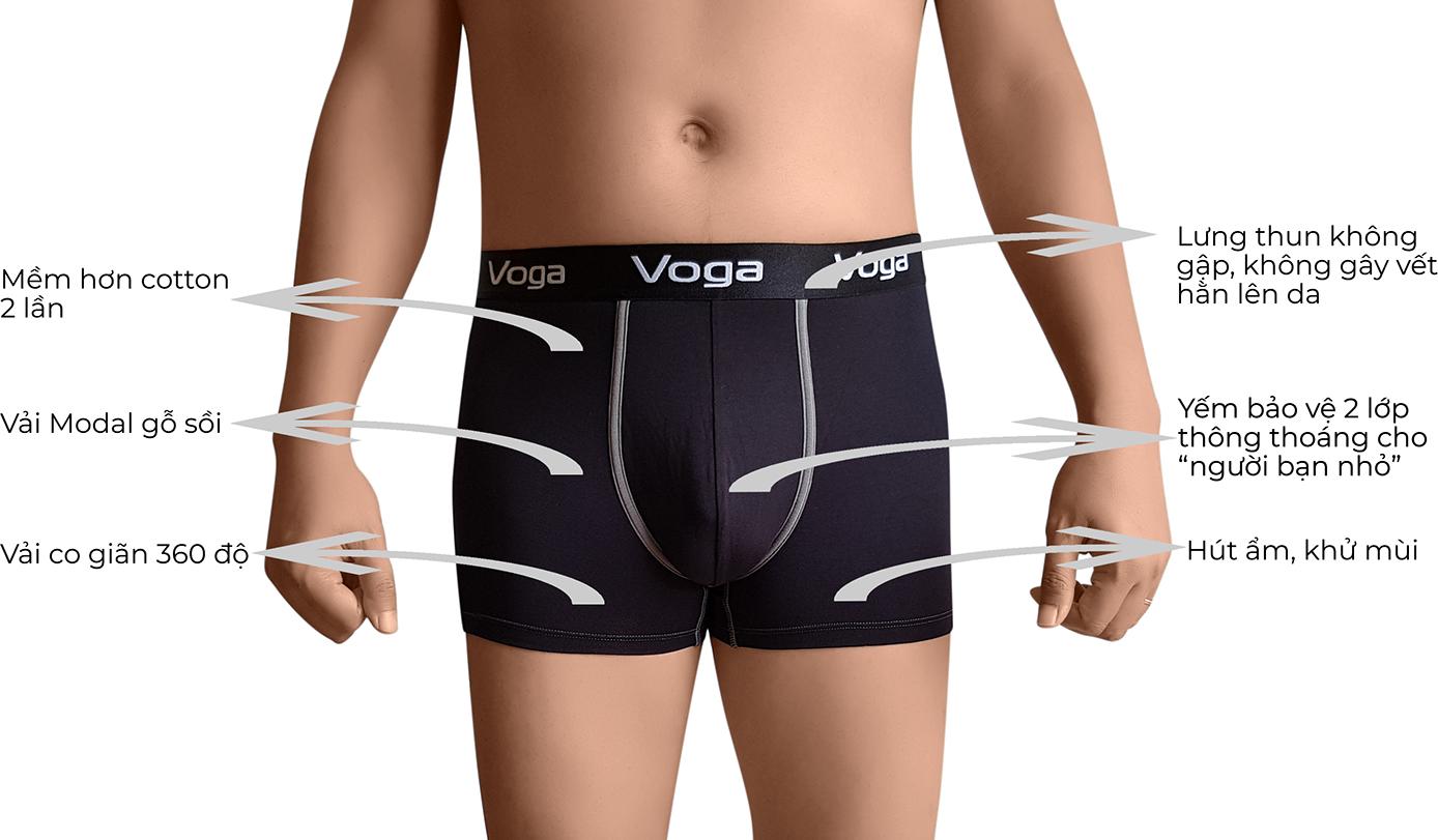 Quần lót nam kiểu boxer ống ngắn Voga vải cao cấp gỗ sồi Modal