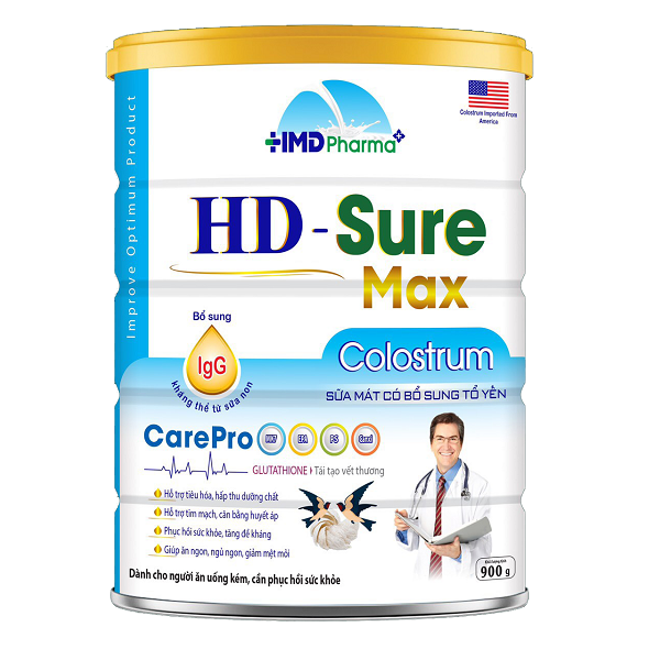 Sữa bột HD Sure Max Colostrum Care Pro hỗ trợ tiêu hóa, hấp thu dưỡng chất - lon 900gr