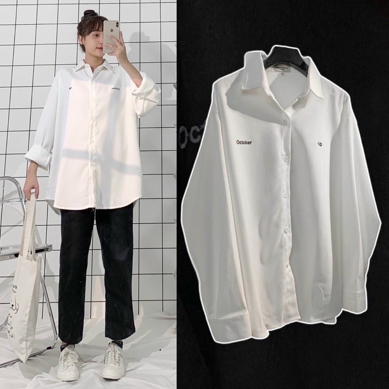 Áo Sơ Mi Nữ Chất Da Cao Cấp Không Bị Xù Chất Dày Dạn Unisex