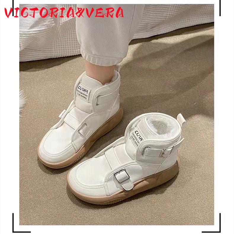 Giày Bốt Martin Da Lót Cotton Cổ Cao Lót Lông Cừu Dày Giữ Ấm Thời Trang Mùa Đông 2022 Cho Nữ