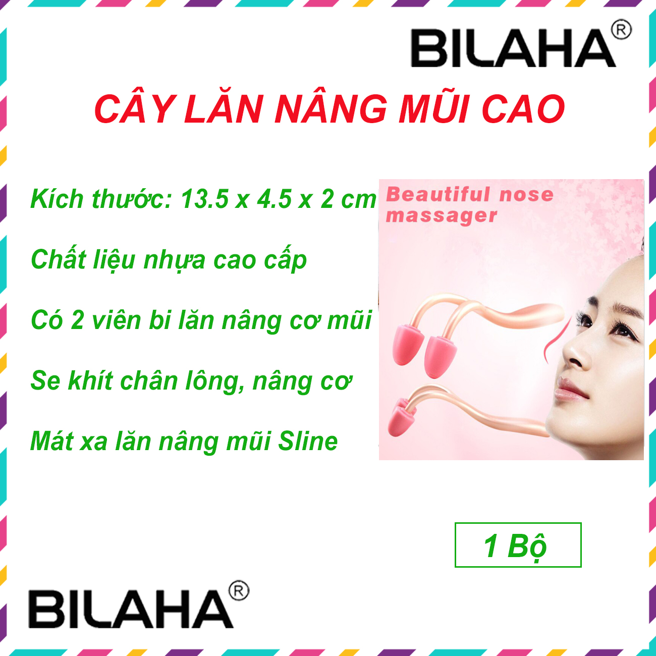 Con lăn mát xa nâng mũi, kẹp định hình mũi tạo hình dọc dừa lâu dần rất đẹp nhé hàng tốt Nhật (Hàng Chính Hãng)