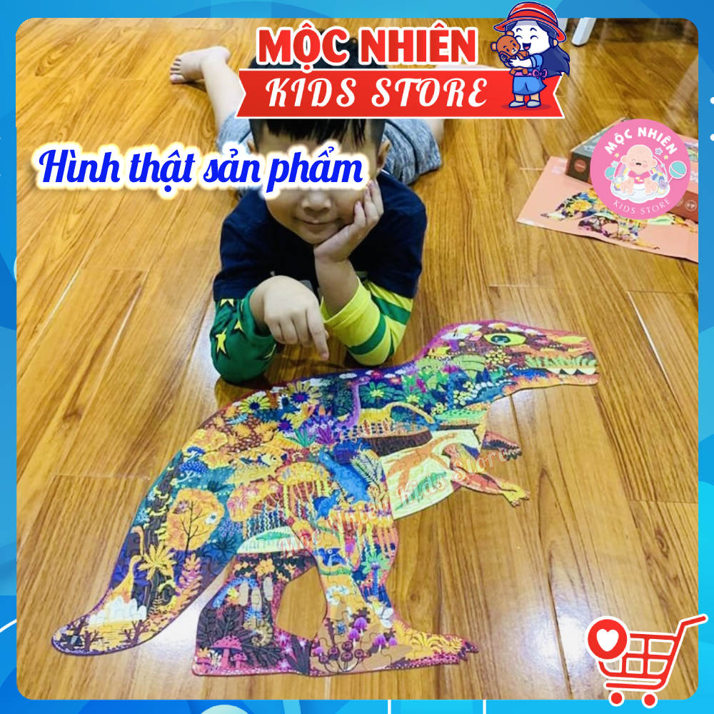 Bộ tranh xếp hình ghép hình puzzle Mideer 280 mảnh ghép 04 chủ đề - Thế giới khủng long - Vỏ sò cá heo - Voi khổng lồ và Tê giác