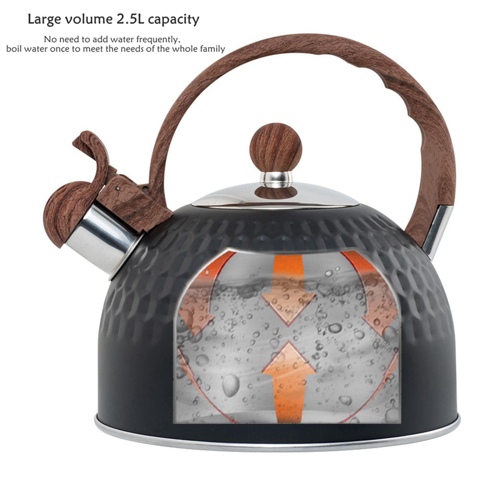 Whistling Tea Kettle 2.5L Supplies Top Kettle Hammer Pattern W/Handle Large Capacity Tea Pot Teakettle for Stovetop Cooker Kitchen Stoves