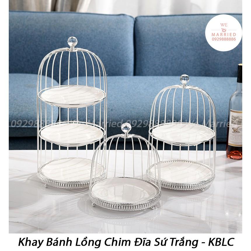 Khay Bánh 3 Tầng Đĩa Sứ Trắng