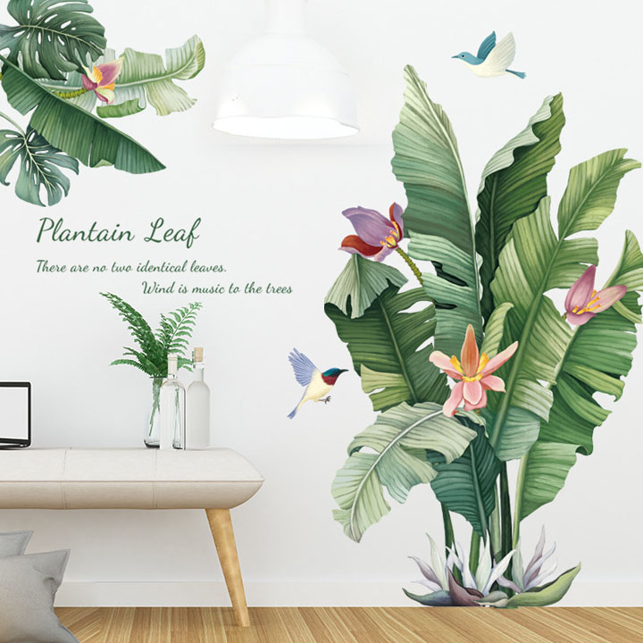Decal trang trí chất liệu PVC loại 1 dày dặn, sắc nét, trang trí phòng khách, quán cafe-Cây hoa chuối- LV13