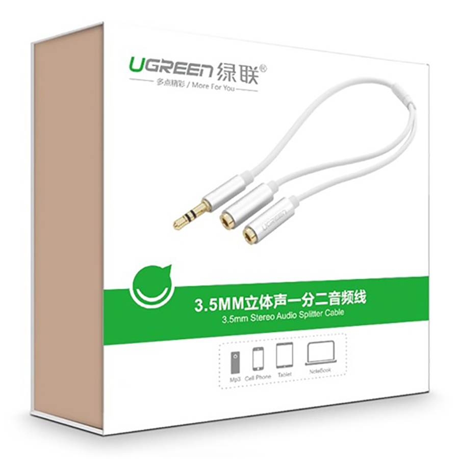 Cáp Chia 2 Cổng Audio 3.5mm Ugreen 10780 (20cm) - Hàng Chính Hãng