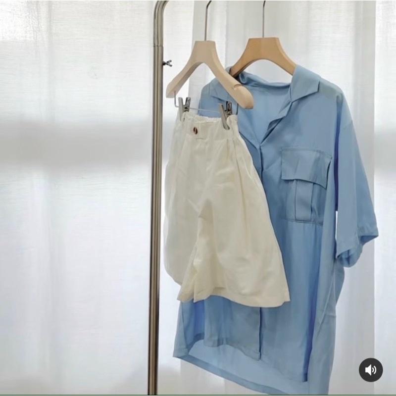 SET ÁO HAI DÂY ÁO SƠ MI KÈM SHORT