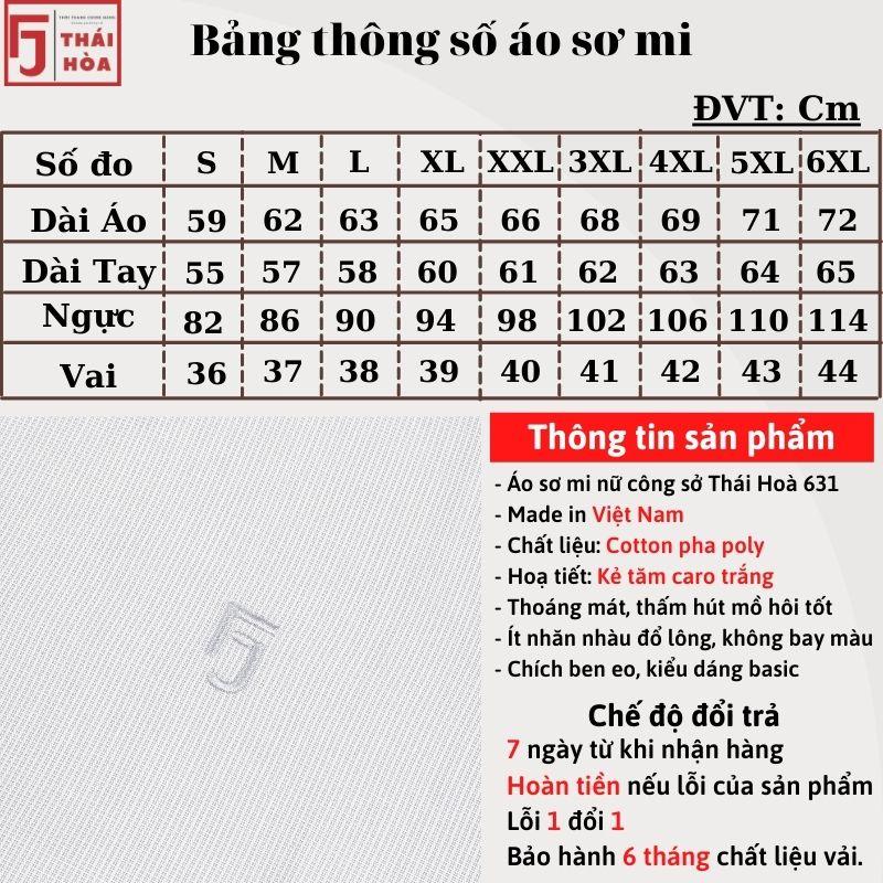 Áo sơ mi nữ Thái Hoà công sở đẹp kẻ tăm caro cao cấp màu trắng cotton 631-30-01