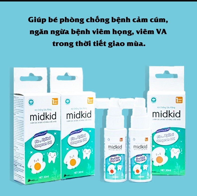 Combo 3 chai xịt chống sâu răng cho bé Midkid, hỗ trợ giảm hà mủn, bảo vệ răng