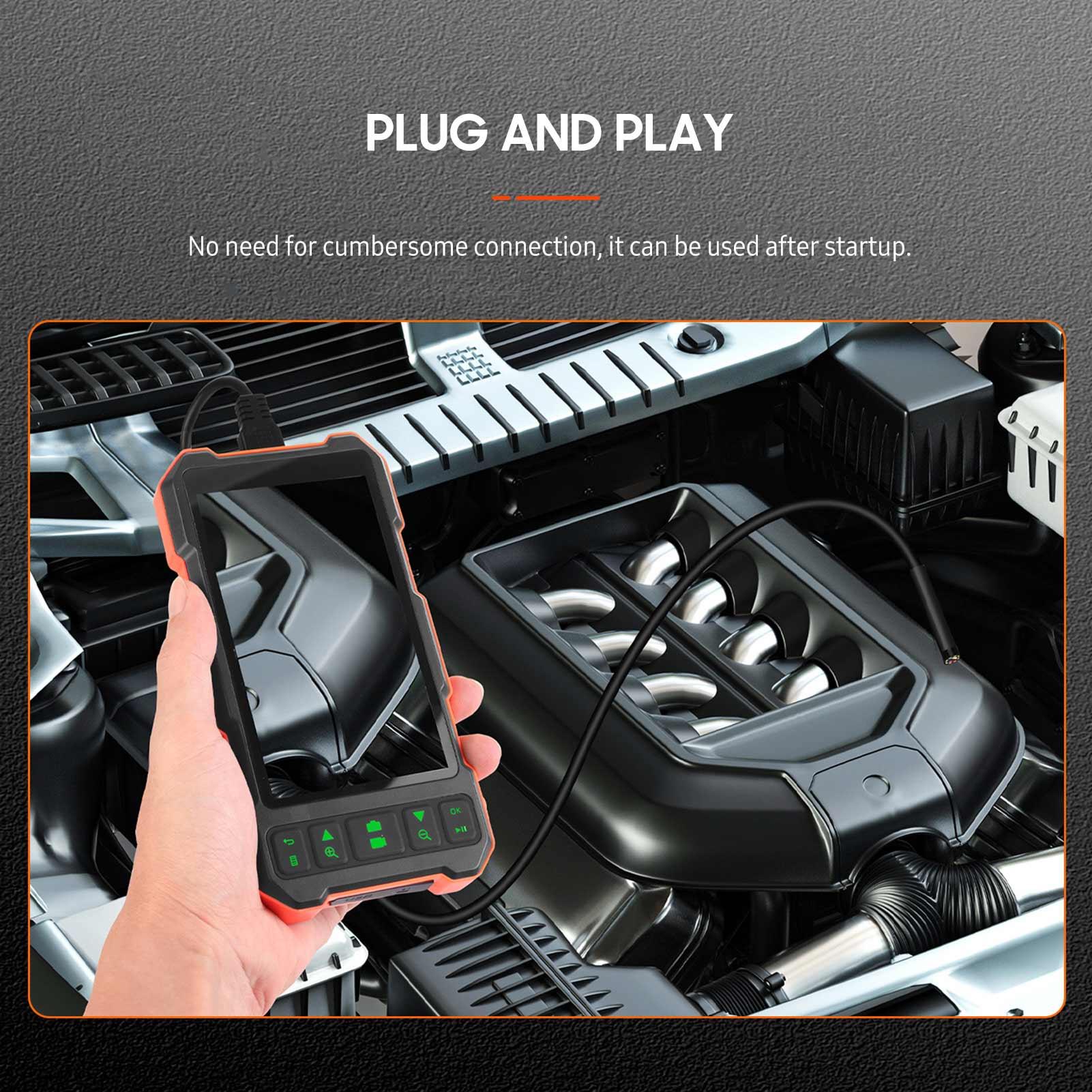 Industrial Endoscope 1080P Borescope with 4.5-inch IPS Color Display Snake Camera IP67 Waterproof 2 Million Pixels Inspection Camera with TF Card Slot for Home Pipes