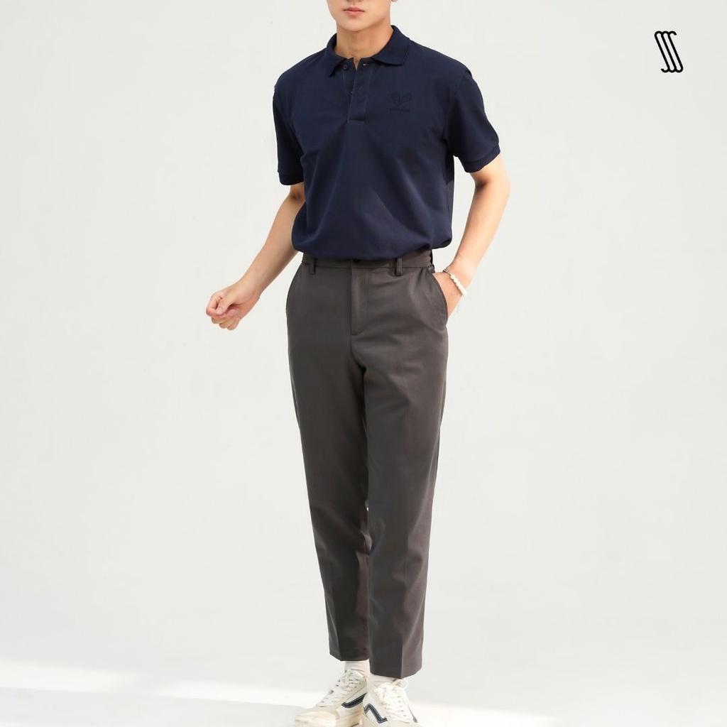 Áo thun cổ bẻ polo nam SSSTUTTER thêu hình ẩn thun cotton cá sấu WASH POLO