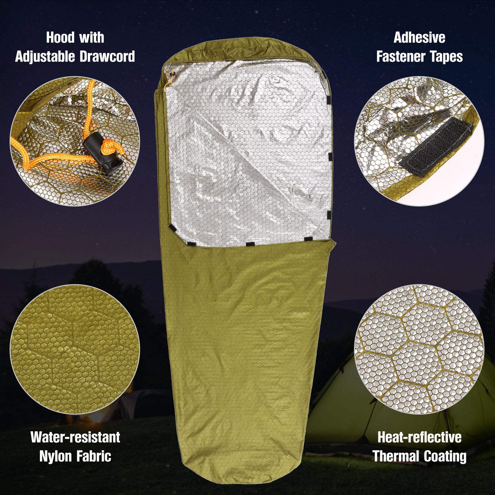 2 Person Emergency Sleeping Bag Lightweight Waterproof Thermal Emergency Blanket Survival Gear for Outdoor Adventure Camping Hiking Backpacking