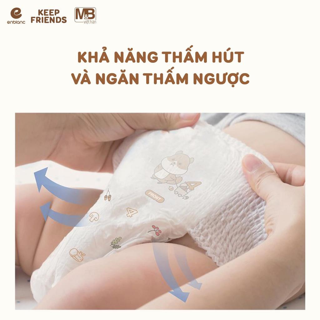 ( Mua 3 Tặng 1 ) Combo 2 Bịch Tã Dán Hàn Quốc ENBLANC KEEP FRIENDS Mỏng Nhẹ, Chống Tràn, Thấm Hút Nhanh Cho Bé Size S 40 Miếng (3-8kg)