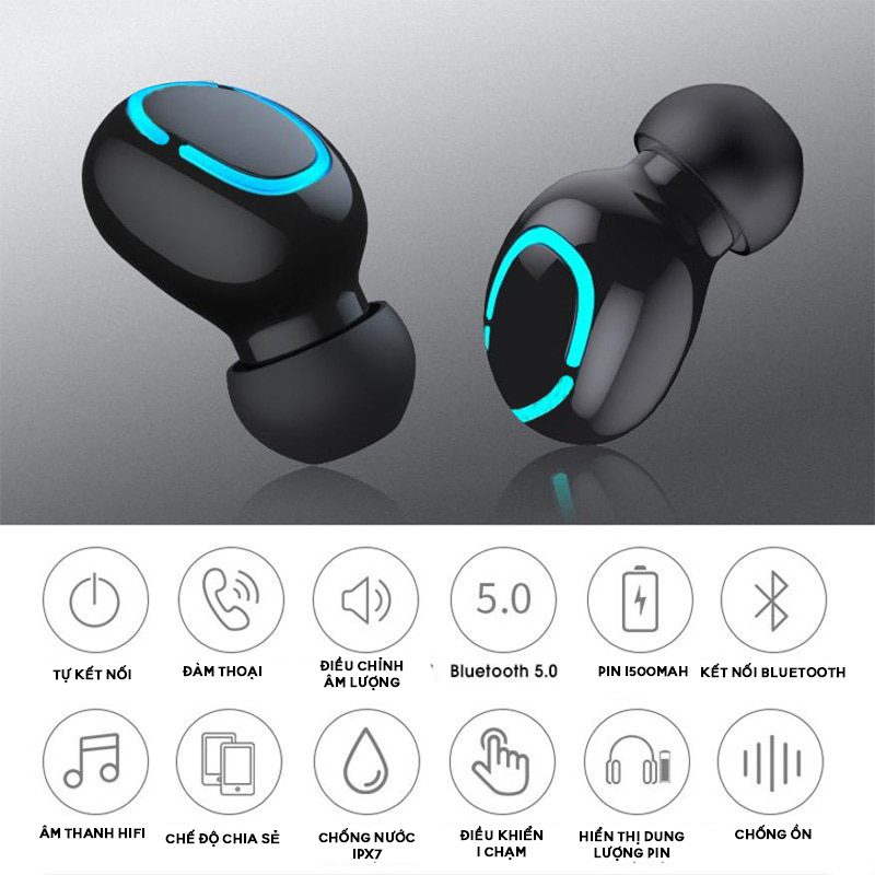 Earphone WlRELESS 5.0 HBQ - Nhập Trung Quốc - Tặng Móc Chìa Khoá LAVATINO Chính Hãng