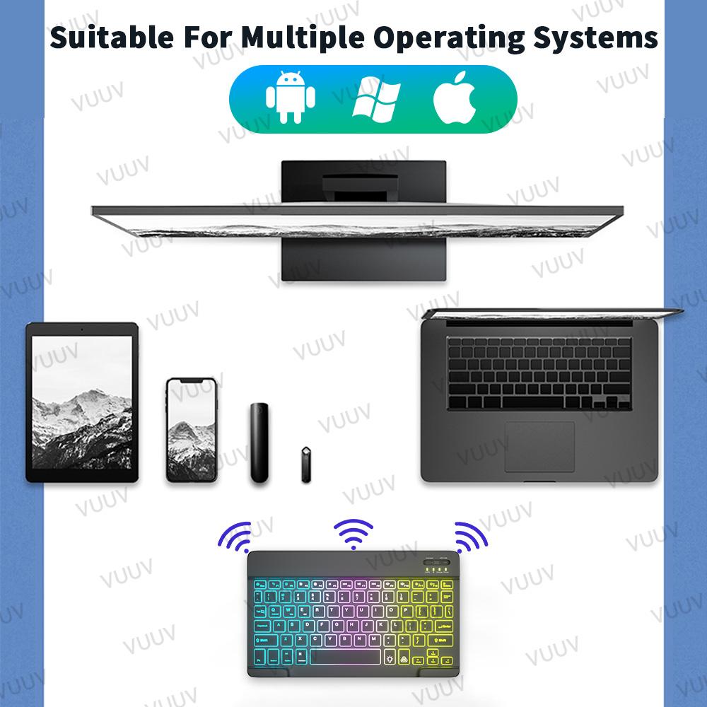Cầu Vồng Backlit iPad Bàn Phím Dành Cho Điện Thoại Máy Tính Bảng Laptop Tây Ban Nha Nga Bồ Đào Nha Không Dây Bàn Phím Bluetooth Cho Xiaomi Samsung