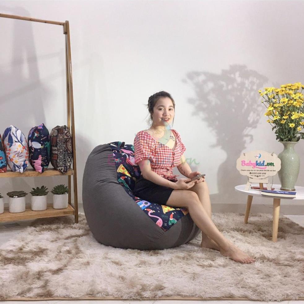 Vỏ ghế lười size M, vải thô hàn mix da lộn các màu,