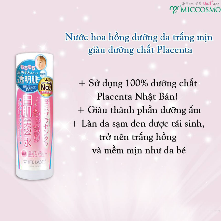 Nước Hoa Hồng Dạng Sữa Dưỡng Trắng Da Cấp Ẩm Giàu Dưỡng Chất Placenta White Label Premium Placenta Essence Chai 180ml Từ Nhật Bản