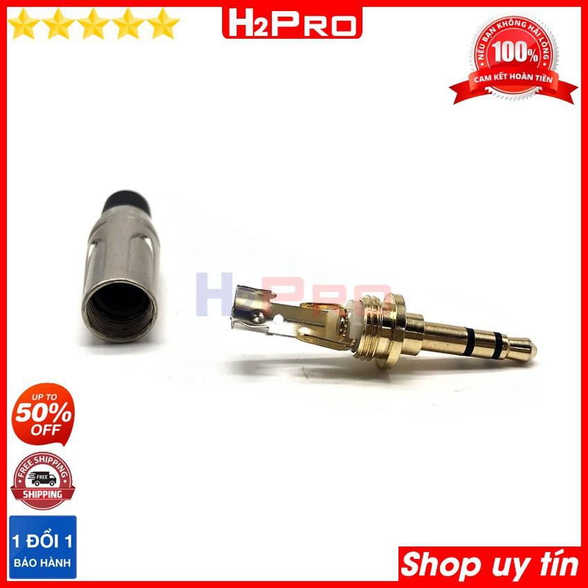 Đầu jack 3.5mm 3 khấc H2Pro cao cấp đồng pha (1 chiếc), jack 3.5 3 ngấn rời chuyên dụng để hàn dây loa (Chiếc)