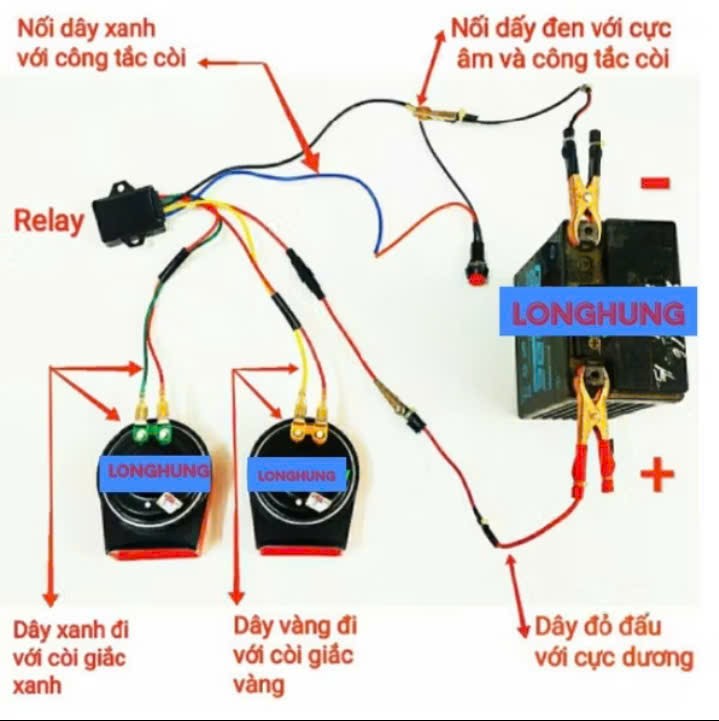 Còi ngân sử dụng điện 12V âm thanh lớn