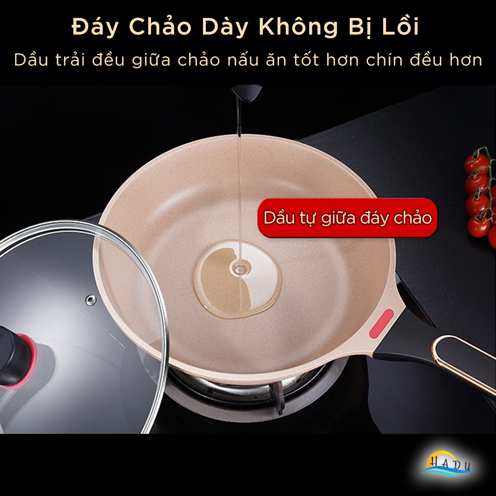Chảo Đá Chống Dính Ceramic Cao Cấp Bếp Từ Có Nắp 26cm 28cm Cảm Biến Nhiệt Độ Thông Minh Đạt Chất Lượng LFGB Đức SSGP