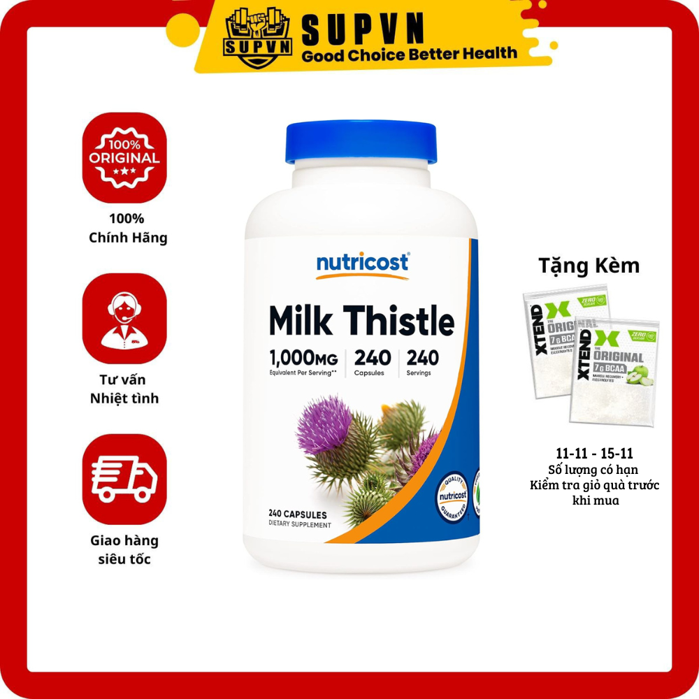Nutricost Milk Thistle (240mg -240 Viên) - Thực Phẩm Bổ Sung Giải Độc Gan Hỗ Trợ Sức Khỏe Gan Hiệu Quả