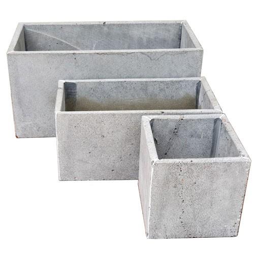 Set 3 chậu ban công trồng cây bằng đá ong xám tự nhiên hình vuông và chữ nhật bền đẹp chịu được mọi thời tiết