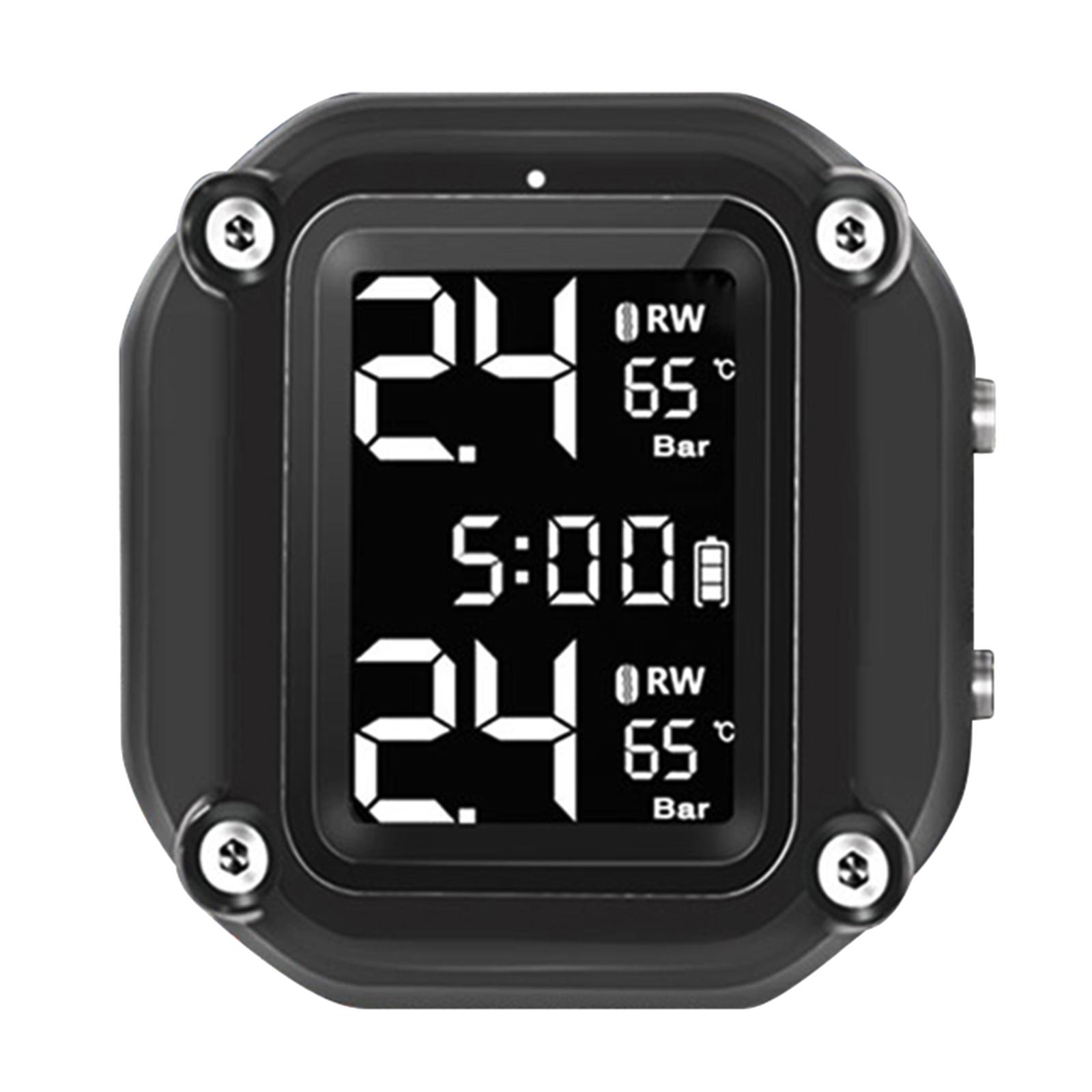 Motorcycle TPMS Tire Pressure Monitoring System Gauge LCD Display Durable