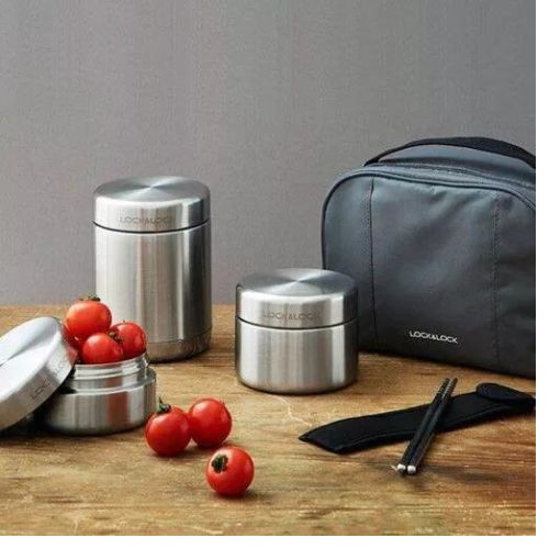 Bộ Hộp Cơm Giữ Nhiệt Lock&Lock Dung Tích 1.150ml Giữ Nhiệt Tới 6h - Màu Xám