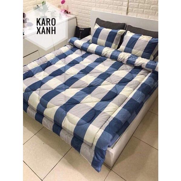 Trọn bộ 5 món ga gối chăn phao poly cotton có ruột bông dày loại 1