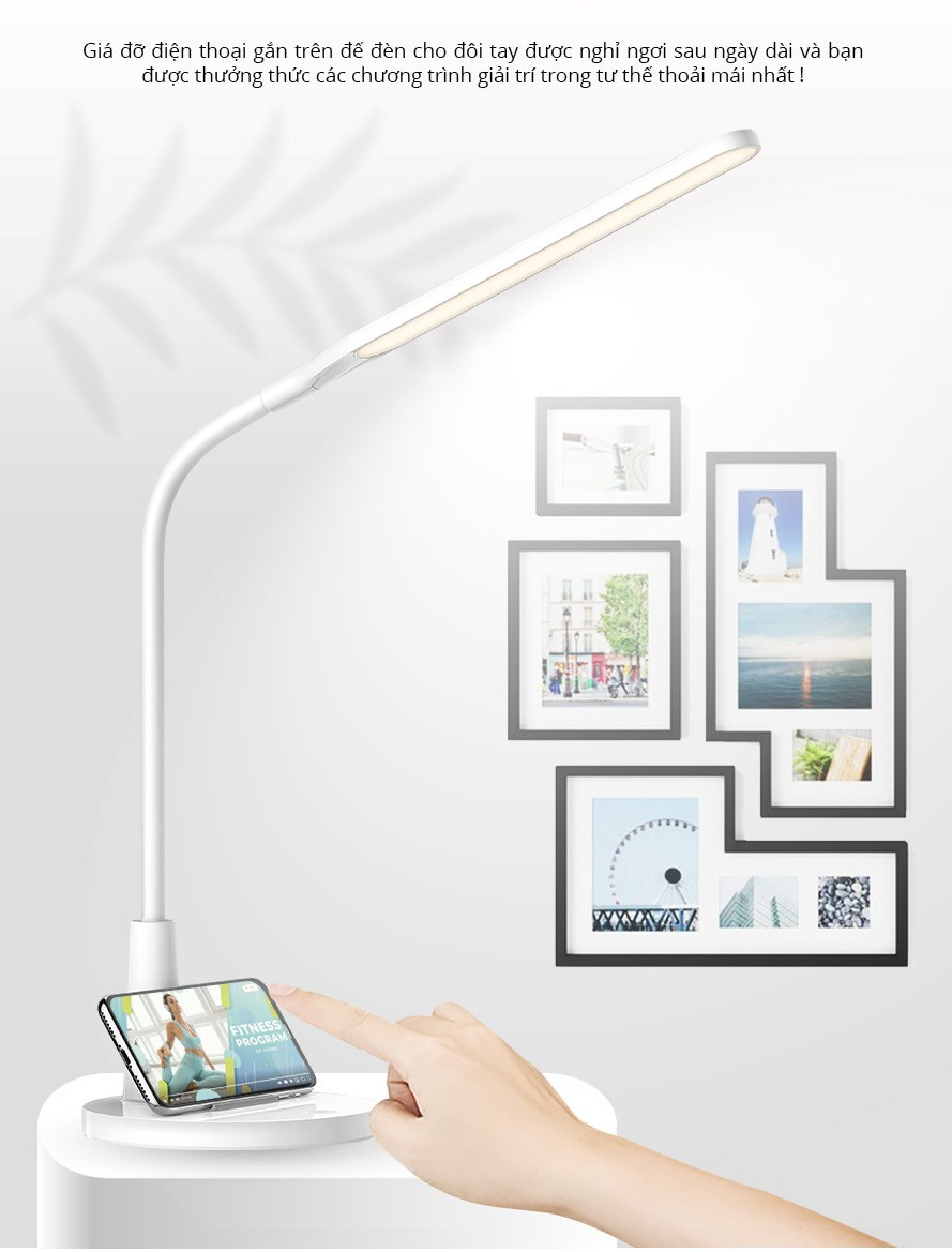 Đèn Bàn Sạc Panasonic HHGLT0346L19 5W - độ sáng 10-100%, Led Đổi màu, cổng sạc USB, Tích hợp đế đựng điện thoại tiện lợi